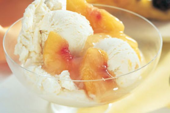 Peach Custard Ice Cream with Fresh Peach Compote