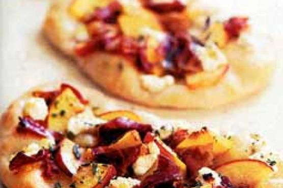 Peach, Prosciutto, and Goat-Cheese Pizzas