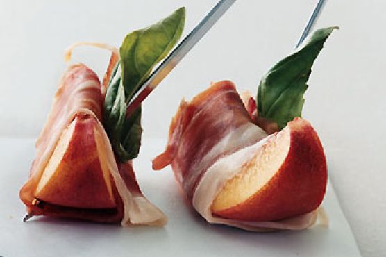 Peaches with Serrano Ham and Basil