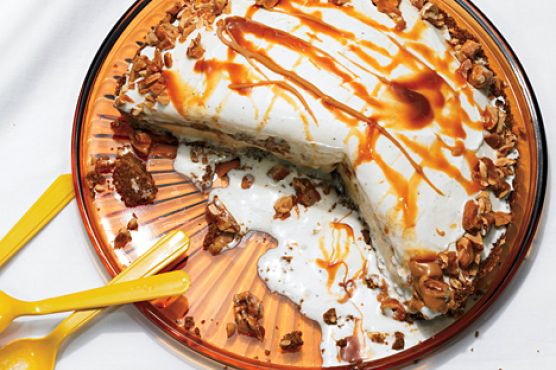 Peanut Brittle and Caramel Crunch Ice Cream Pie