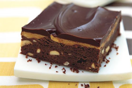 Peanut Butter and Fudge Brownies with Salted Peanuts