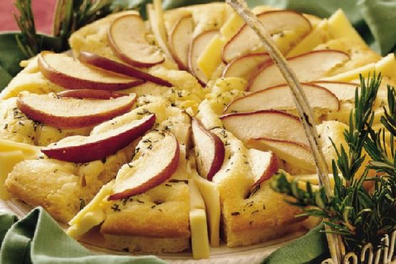 Pear and Rosemary Focaccia with Fontina Cheese