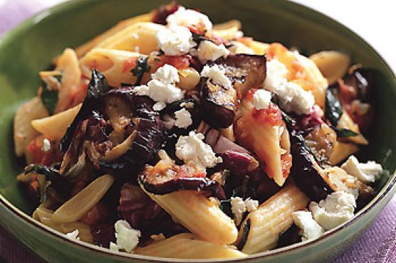 Penne with Grilled Eggplant and Radicchio Sauce