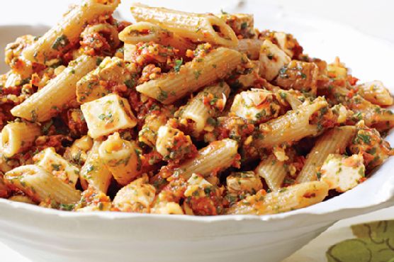 Penne with Tomato Pesto and Smoked Mozzarella