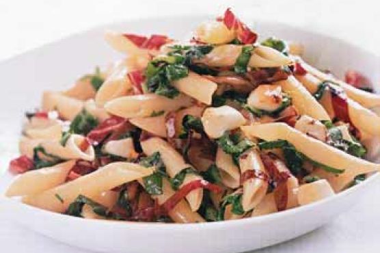 Penne with Wilted Arugula, Radicchio, and Smoked Mozzarella
