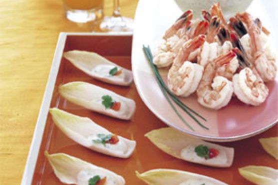 Perfectly Poached Shrimp with Green Goddess Sauce