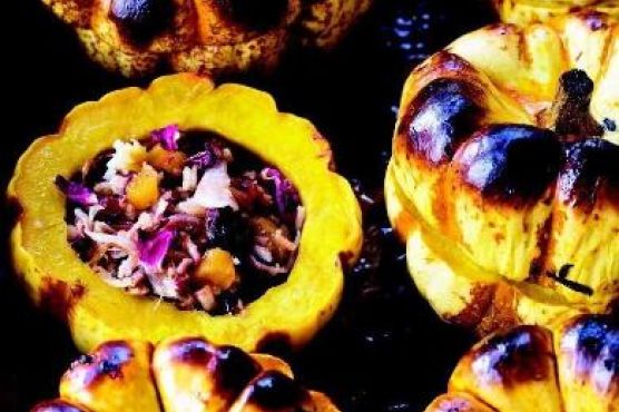 Persian Stuffed Dumpling Squash with Rose Petals