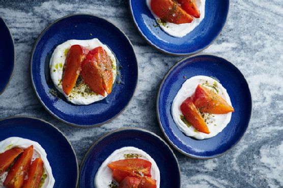 Persimmons with Greek Yogurt and Pistachios