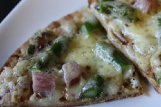Pizza with Ham, Asparagus, and Ricotta