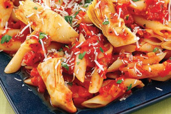 Plum Tomatoes and Artichokes with Penne