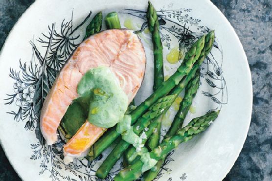 Poached Arctic Char with Basil-Tarragon Mayonnaise