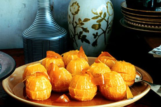 Poached Oranges with Candied Zest and Ginger
