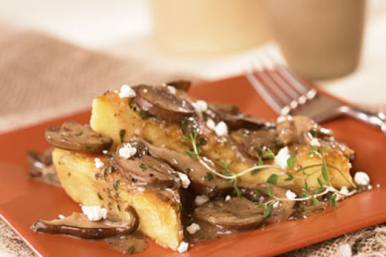 Polenta Triangles with Goat Cheese and Wild Mushrooms
