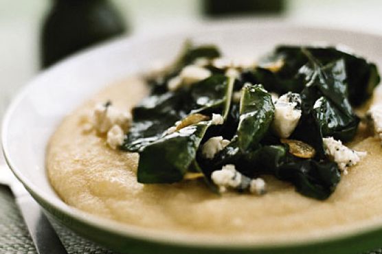 Polenta with Blue Cheese and Garlicky Chard