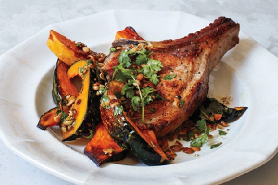 Pork Chops and Squash with Pumpkin Seed Vinaigrette