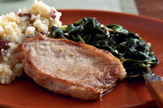 Pork Chops with Lemon Spinach