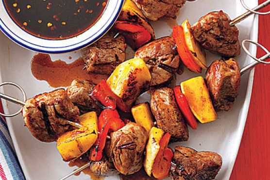 Pork-Mango Kebabs with Chili Lime Glaze