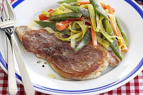 Pork & prosciutto with creamy vegetables
