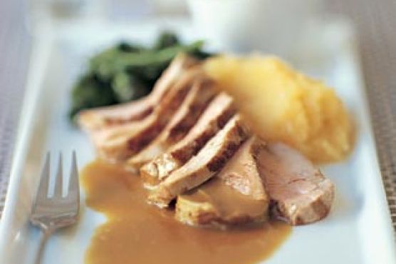 Pork Tenderloin with Cider Jus and Rutabaga Purée