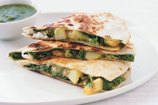 Potato, Greens, and Goat Cheese Quesadillas