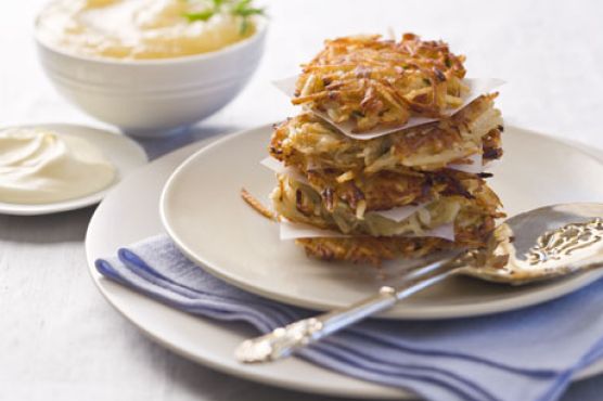 Potato-Parsnip Latkes with Savory Applesauce