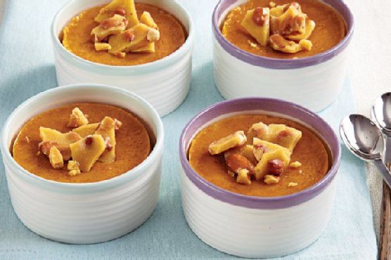 Pumpkin Custards with Brittle Topping