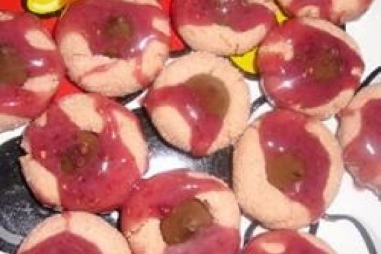 Raspberry Almond Kiss Cookies