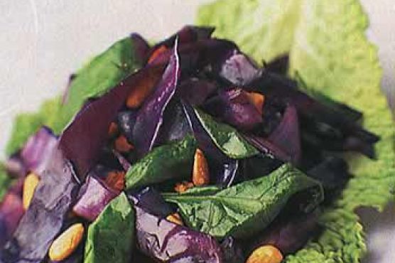 Red Cabbage and Warm Spinach Salad