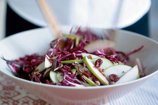 Red Cabbage, Cranberry, and Apple Slaw