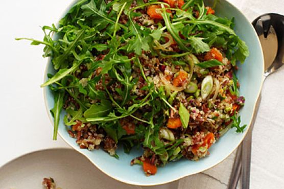 Red Rice and Quinoa Salad with Orange and Pistachios