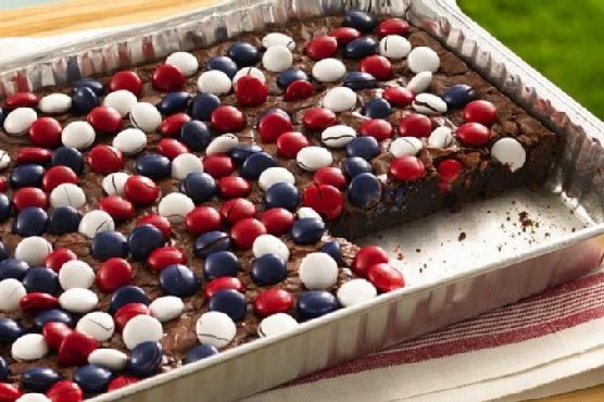 Red, White and Blue Candy-Topped Brownies
