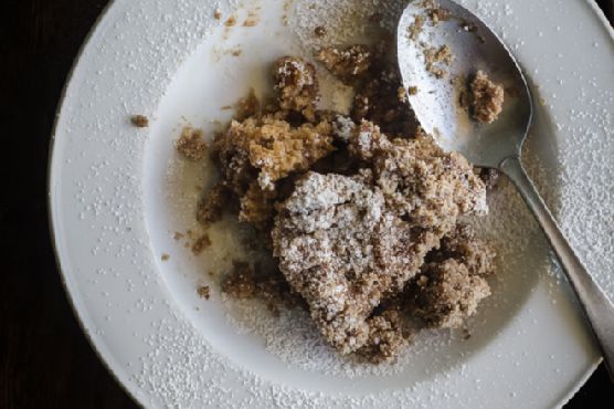 Rhubarb Skillet Cake with Jaggery Crumb