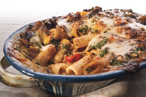 Rigatoni with Eggplant and Pine Nut Crunch