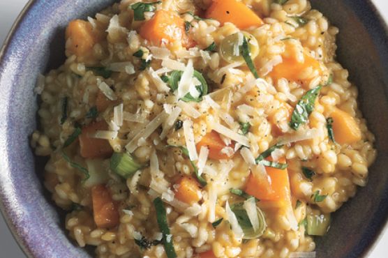 Risotto with Butternut Squash, Leeks, and Basil