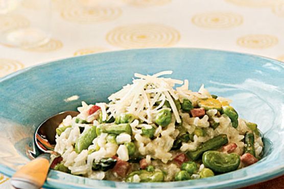 Risotto with Spring Vegetables and Smoked Ham