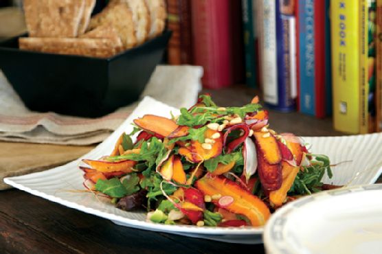 Roasted and Raw Carrot Salad with Avocado and Toasted Cumin Vinaigrette