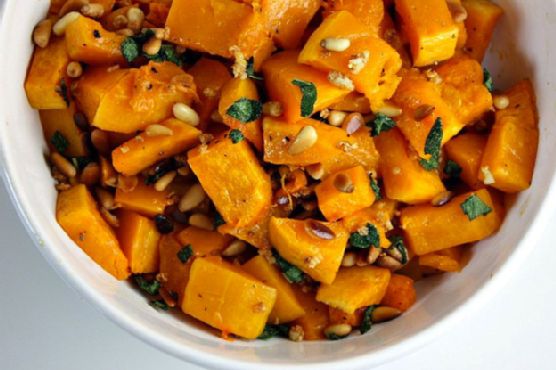 Roasted Butternut Squash with Garlic, Sage and Pine Nuts