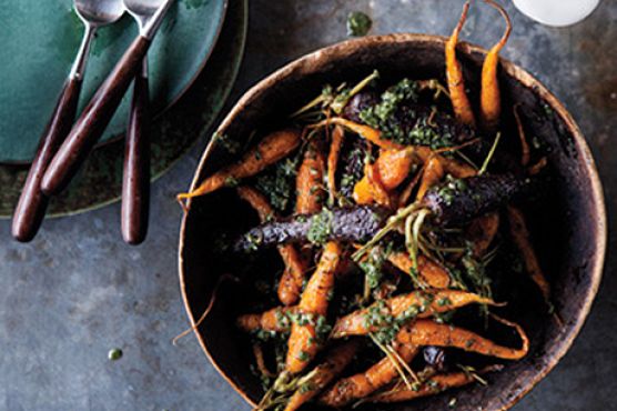 Roasted Carrots with Carrot-Top Pesto