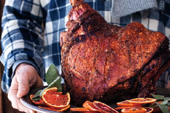 Roasted Fresh Ham with Citrus and Rye