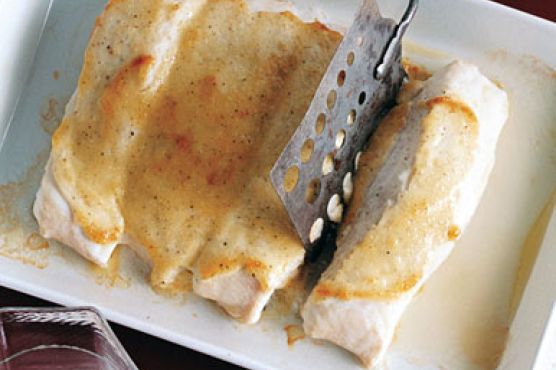 Roasted Halibut with Garlic Sauce