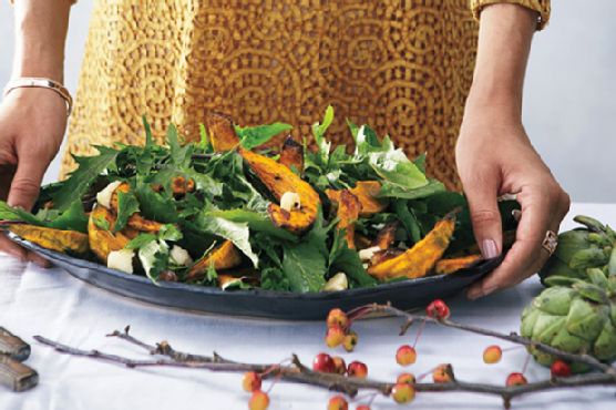 Roasted Squash with Date Relish and Pumpkin Seeds