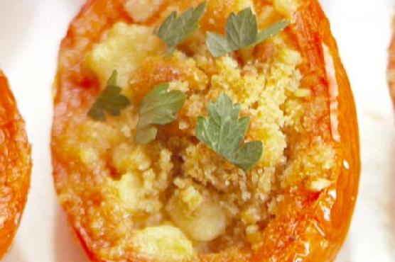 Roasted Tomatoes with Garlic, Gorgonzola and Herbs