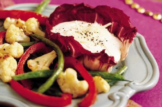 Roasted Vegetables with Creamy Caesar Dip