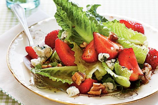 Romaine with Toasted Pecans and Pickled Strawberries