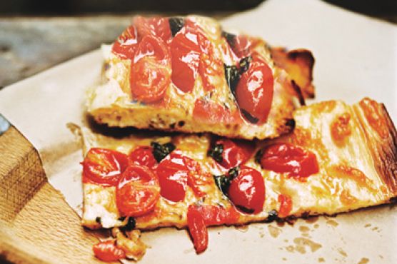 Roman Style Pizza with Roasted Cherry Tomatoes