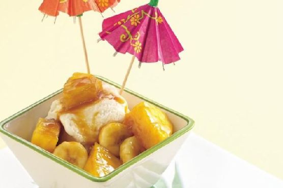 Rum-Caramel Tropical Sundaes