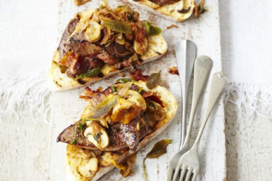 Sage & thyme calves’ liver with wild mushrooms & pancetta