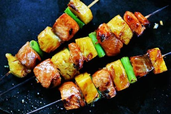 Salmon Teriyaki Skewers with Pineapple