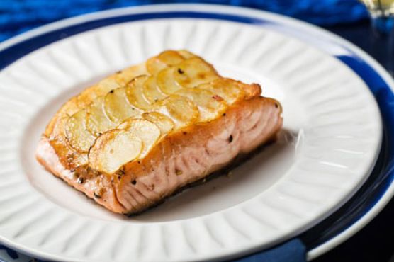 Salmon with Potato "Scales"