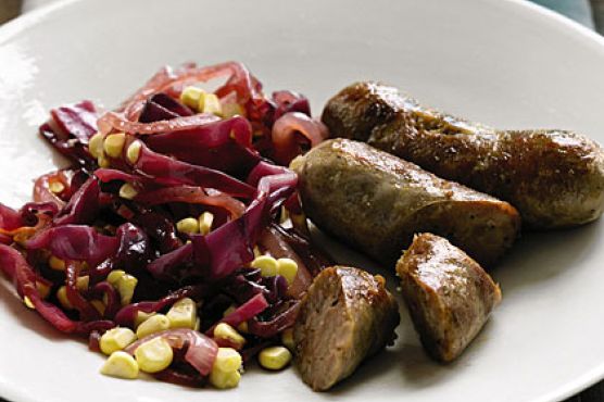Sausage with Cabbage and Corn Sauté